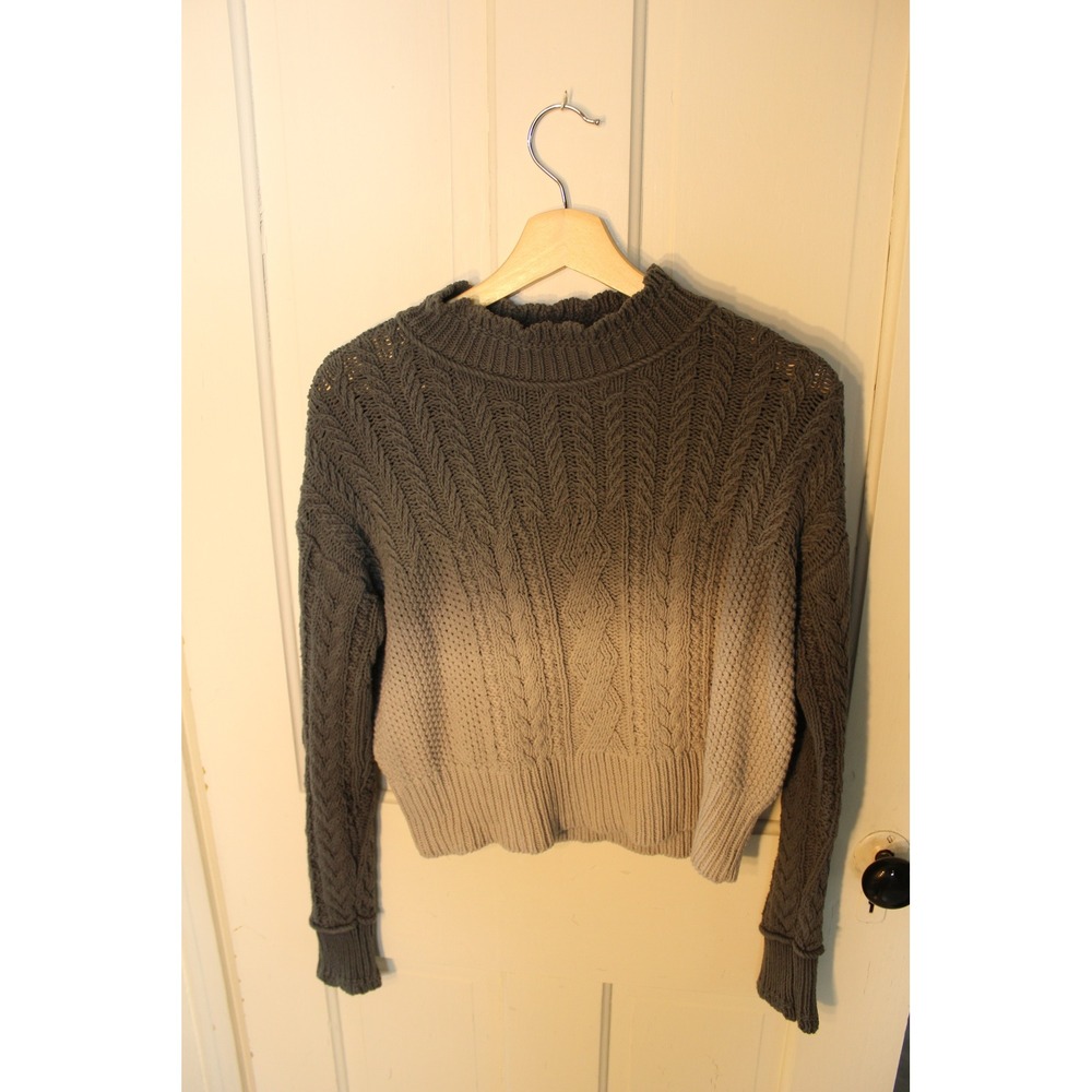 by Anthropologie Gray Ombre Cable Knit Mock Neck Sweater Womens